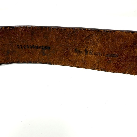 Ralph Lauren Women's Wide Brown Leather Belt with Round Buckle Polo Logo Size 32 - Picture 5 of 11